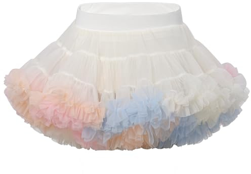 LACOFIA Tütü Rock Mädchen Kinder Rüsche Geschichtet Tüllrock Prinzessin Rock Minirock für Party Tanzen Mehrfarbig M 5-7 Jahre
