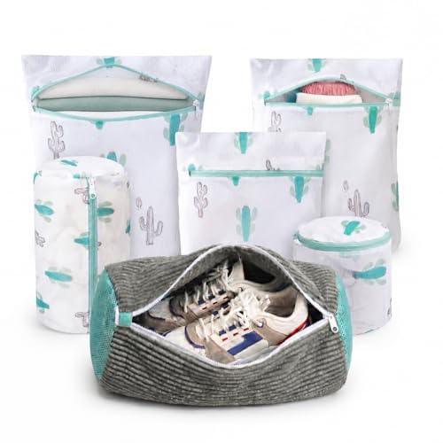 Totalias Pack Bolsa para Lavar Zapatillas en Lavadora 6 en 1 + 5 Bolsas de Lavado para Ropa Delicada y Ropa Interior, Bolsa Lavadora Zapatillas y Zapatos, Cremallera Reforzada