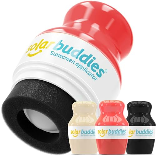 Solar Buddies Solkrämsapplikator – 3-pack – BPA-fri Påfyllningsbar Roll-On med Svamp för Solkräm & Lotion för Barn, Vuxna & Familj – Rymmer 100 ml – Perfekt för Resor (Triple Red, Nude, Black)