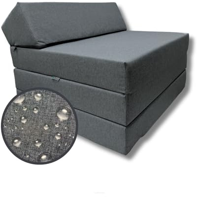 FORTISLINE Campingmatratze 200x70x10 cm mit Kopfteil - Faltbare Klappmatratze für Wohnwagen, Wohnmobil und Caravan, 3-teilig, wasserabweisend, Reisematratze, Gästematratze, Oeko-TEX