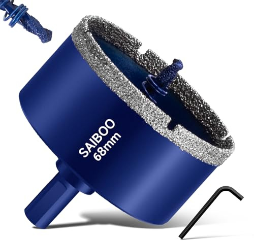 Diamanthålsåg 68mm med Centrumborr Diamant Hålsågar Kakelborr Hårdlödd Diamantkärnborr Glasborr med Diamantbeläggning Kolstål Diamantborr för Kakel Kvartsit Marmor Kalksten