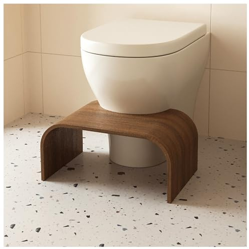 Tritthocker aus Holz, tragbarer Badezimmerhelfer, Kothocker, Trittleiter, Toilettentreppe, Einzelfußhocker Haltungshilfe (Walnuss)