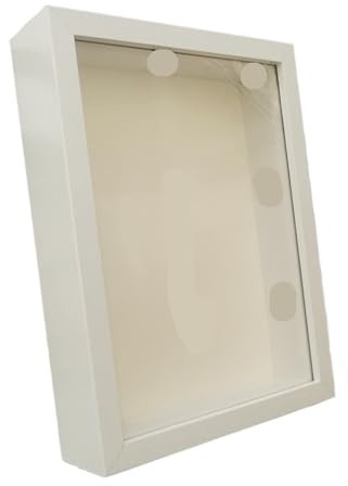 Cornice Profonda Cornice for foto in legno Shadow Box Profondità 3 cm Cornice for foto in legno for esporre opere tridimensionali Cornice for foto in legno 3D fai da te Decorazione for foto(White fram