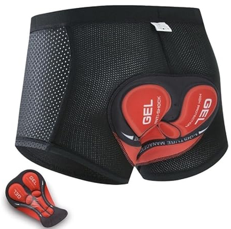 Awlve Komfort-Fahrradhos, Radunterhose Herren Atmungsaktive und Bequeme mit Gel-Polster für Lange Fahrten MTB (Rot,3XL)