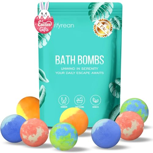 Vivifyrean Bath Bombs, Bath Bombs for Women and Girls, Mothers day Birthday Gift, Relax Home Spa, 8 pack Organic with Essential Oil, Shea butter, Epsom salt, Non-Toxic, 4 Natural Scents, Easy to Clean