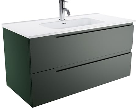 Parama Mobile Bagno Sospeso 70 cm 2 Cassetti Verde Foresta foresta Opaco Con Lavabo Mod. Ardenne
