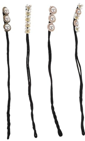 FIXOSHEE 4 Stück Teiliges Haarschmuck Damen DIY Haarstyling tool Elegante Perlen blumen Dutt hilfe für Festen Halt und Schnelles Frisurenstyling
