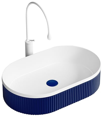 Keramisches Waschbecken, Bathroom Sink mit Modernem Künstlerischem Design, Aufsatz-Handwaschbecken, Einfach zu Reinigen, für Zuhause und Hotel(Blue,57.5x36.5x11.5cm/22.6x14.3x4.7in)