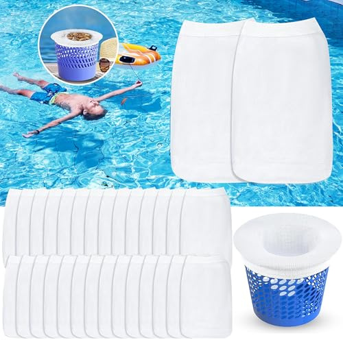 30 stycken Swimming Pool Skimmer strumpor, Ultra Fin Mesh, Elastiska Nylon Pool Skimmer Strumpor för, Återanvändbara Pool Filter Strumpor Skydda Pool Ren, Löv, Avskum