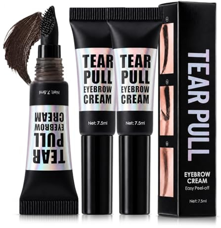 3 Piezas Tinte de Cejas Peel-Off,Gel de tinte de cejas impermeable,Peel Off Tattoo EyebrowGel,Secado Rápido y Retirable,Aplicación Fácil,Color Uniforme Para Cejas Definidas(marrón oscuro)