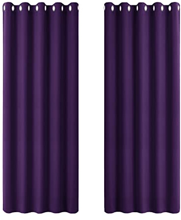 PONY DANCE Purple Blackout Thermal Curtains- Super Soft Eyelet Energy Saving Noise Reducing Curtains Privacy Protected Panels for Sliding Glass Door/Living Room, 2 Panels, W 66 by D 72 Inch | Thermal Insulated 72 Inch Drop Wide Curtains for Living Room, Room Darkening Drapes for Bedroom or Patio Doors
