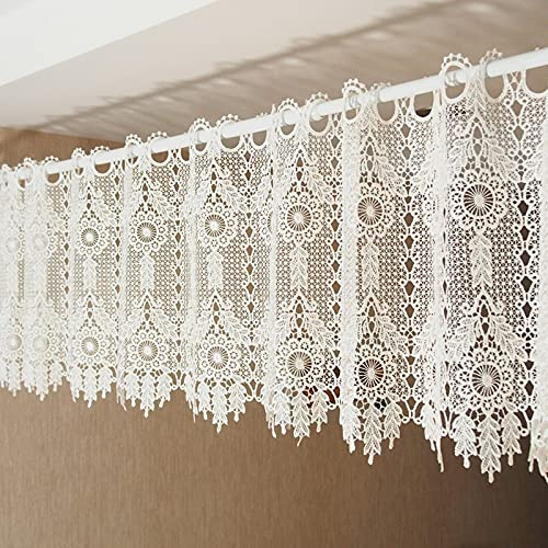 Yaland Rideau brise-bise en dentelle - Broderie - Style maison de campagne (l x H) 100 x 35 cm - 1 pièce