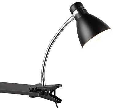 Retro Schwanenhals LED Klemmleuchte Schwarz & Chrom Höhe 36cm