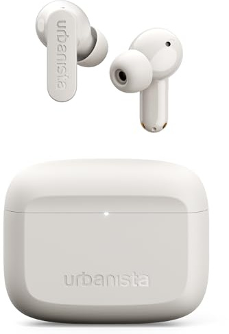 Urbanista Palo Alto True Wireless Earbuds, Bluetooth Earphones with Adaptive Noise Cancelling, 45 Hr Total Playtime, USB C Charging Case, IP54 Water Resistant, Bluetooth Multipoint, White
