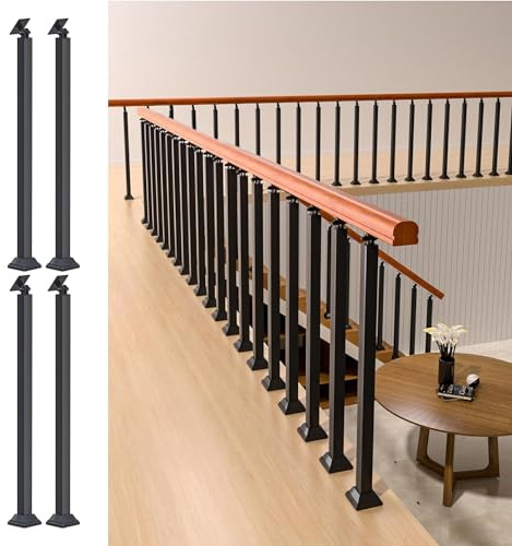 LQSYBHD Paquet de 4 Poteau de Balustres D'escalier, Garde-Corps D'escalier Intérieur, Support de Poteau de Rampe D'escalier Balustrade Mains Courantes de Transition Piquet, Colonne d(Size:90cm/35.4in)