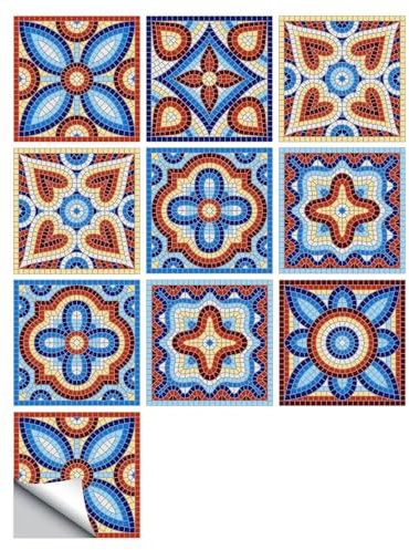 20 PCS Fliesenaufkleber Selbstklebende,Einfache Farbe,marokkanischer Stil,Fliesen Fliesenaufkleber für Bad und Küche Deko Wasserfest Fliesen Aufkleber,20x20cm