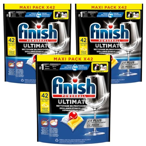 Finish Ultimate Pastilles Lave-Vaisselle All in One- Parfum Citron - 126 Tablettes Lave-Vaisselle