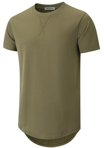 VEIISAR Herren Dickes Rundhalsmantel T-Shirt mit Herren 100 Baumwolle Heavy Duty Preshrunk Longline Shirt