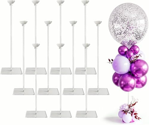 Kit di supporto per palloncini in acrilico riutilizzabile, resistente espositore da tavolo con bastoncini e base, supporti per palloncini per centrotavola, decorazioni da tavola per feste (confezione