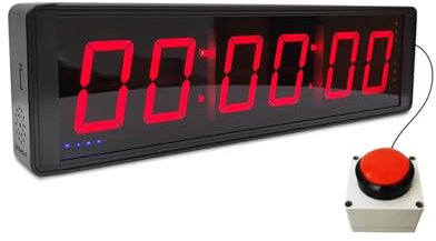 Temporizador de competición de 6 dígitos con botón de cronómetro, Temporizador de intervalos para Entrenamiento Fitness, Reloj de Pared Digital LED, Ideal para Gimnasio, Juegos