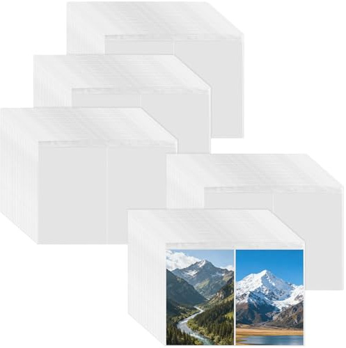 HEIYUET 150 buste fotografiche DIN A4, 2 scomparti per cartoline, trasparenti per raccoglitori ad anelli 2/3/4, 300 tasche A4, trasparenti, per cartoline foto A5 (213 x 152 mm)