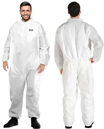 YIBER Mono Desechable Hazmat | Traje de Pintor de Cuerpo Completo de Alta Resistencia en 7 Tallas con Múltiples Especificaciones para Hombres y Mujeres Sin Capucha