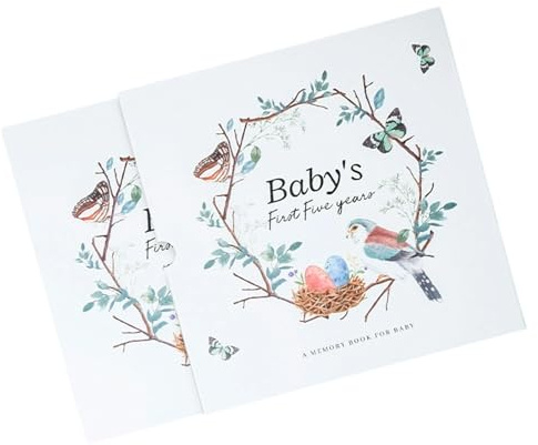 Libro de recuerdos de bebé para el primer año de hitos fotográficos, seguimiento de huellas de manos para registrar la memoria de crecimiento para los padres