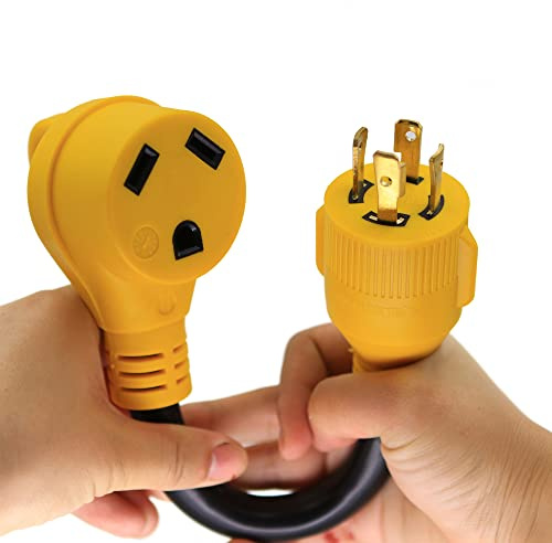 30 Amp Generator to RV Power Adapter,4-Prong 125/250V Male Locking Plug to Run 30A RV Camper Trailer - NEMA L14-30P to TT-30R RV Extension Cord,30 Amp 125V RV Outlet,STW10/3,12-inch