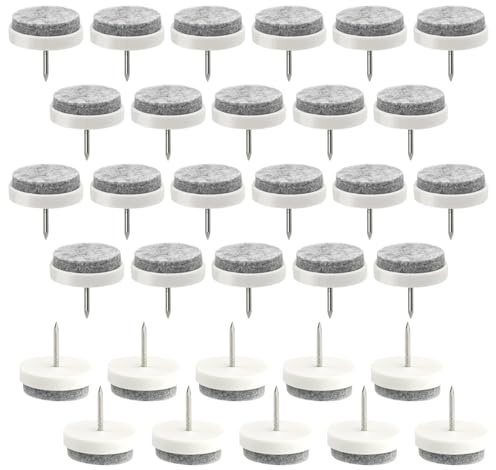 TOVOT 32 Stück Filzgleiter Grauer Filzgleiter für Stühle Filzgleiter Nagel (28MM)