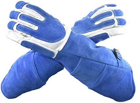 Insun Anti Tier Bisse Rindleder Schutzhandschuhe Dicke Hundetraining Haustier Schlange Haustier Handschuhe Anti Kratzer Gardening Wildtiere Griff Handschuhe Blau 8.5