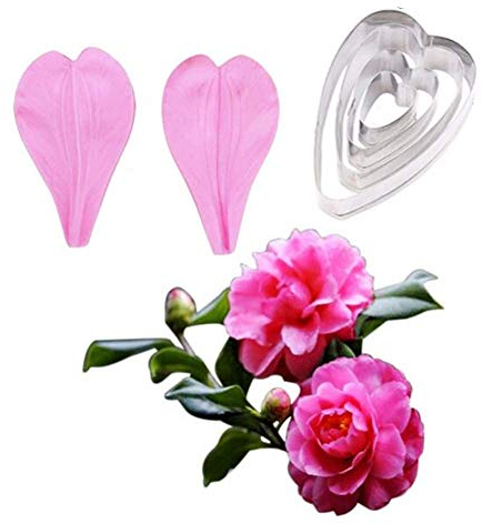 Fiore Petalo Venatore Taglierino Silicone Stampi Acciaio Inox Ripieno Set, Decorazione Dolci Toosl Coltello per Biscotti Cottura, Teglie e Sugarcract Cioccolato Gumpaste Torta - Camelie