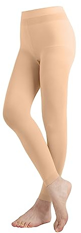 EMEM Apparel Women's Ladies Solid Colored Seamless Opaque Dance Ballet Costume Full Length Microfiber Footless Tights Leggings Stockings Nude D