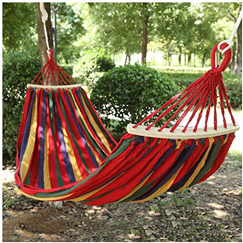 YOUCAI Hängematte Outdoor für Terrasse Hof Garten Reise Camping Schaukelbett Stabhängematte Belastbarkeit 300 Kg 1-2 Personen Rot (Holzstangen) 2 Person 200x150cm