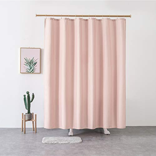 X-Labor Premium Lin Duschdraperi 240x200 cm Vattentätt Tyg Anti-Mögel inkl. 12 Duschdraperiringar Tvättbart Badkarsdraperi 180x200 cm Rosa