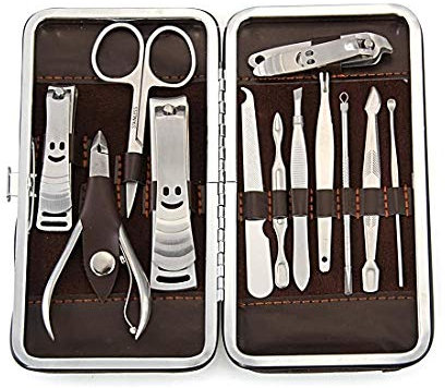 N/E Zhexundian 12 En 1 portátil del Sistema de manicura Profesional podadoras de Clavo del Dedo de la Herramienta del Arte del Cuidado y estética Uñas Alicates pedicura Kit Tijeras