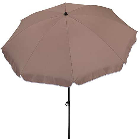 acamp Solaris Parasol rond, diamètre : 180 cm, fabriqué en UE, facteur de protection solaire (UPF) 50+, armature en tube d'acier résistant aux intempéries, housse imperméable, parasol de terrasse avec