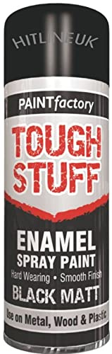 HitlineUK 400ml Black Matt Paint for Spray Chair Garden Furniture Wood Kitchen Bin Chair Boards Canvas Wardrode Cabinet Cupboard Tough Stuff
