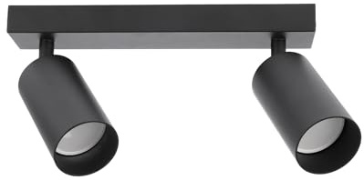 EDO Deckenstrahler GU10 MALGA, 2 Flammig, Deckenlampe Schwarz, Drehbar Spotbalken, Deckenleuchte Schwenkbar, Wandlampe Innen, Wandstrahler, Spot, Downlight, Lampe für Schlafzimmer, Küche, Wohnzimmer