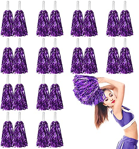 LINYAPRY 24 STK Metallisch Cheerleading Pompons zum Kinder, Cheerleader Jubeln Pom Poms mit Schlagstockgriff, Jubelnde Truppe Handblume zum Erwachsene Mannschaft Geist Sport Spiel Tanzparty