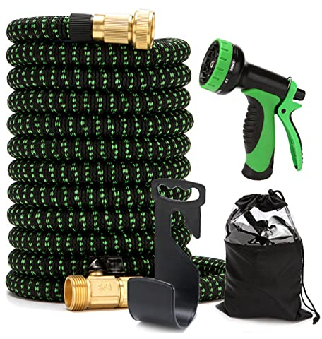 ZPYXBH Flexibler Gartenschlauch, Wasserschlauch Flexibel 7.5M/25FT, Dehnbarer Flexischlauch Mit 10 Funktionsspray Für Pflanzen Haustier Autowäsche Hausreinigung Doppelter Latexkern Messing Adapter,US