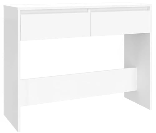 vidaXL Konsolentisch mit Schubladen Konsole Beistelltisch Flurtisch Sideboard Ablagetisch Wandtisch Frisiertisch Weiß 100x35x76,5cm Holzwerkstoff