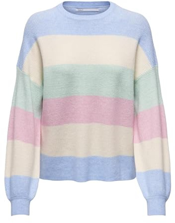 ONLY Dam Onlatia L/S randig tröja KNT Noos stickad tröja, Kentucky blå/ränder: whitecap Mel/Surf Sp Mel/Light P Mel, XS