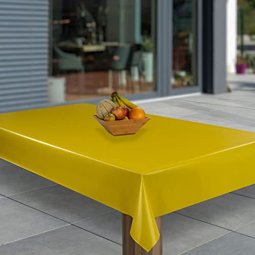 laro Wachstuch-Tischdecke Abwaschbar Garten-Tischdecke Wachstischdecke PVC Plastik-Tischdecken Eckig Meterware Wasserabweisend Abwischbar, Muster:Gelb Metallic, Größe:100x140