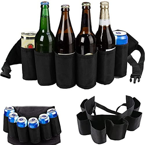 fikujap Bierholster Black, Beerholster réglable, Porte-bière en Plein air, Porte-Courroie de bière, Porte-bière Ceinture, canettes de Ceinture de bière, Ceintures avec Porte-bière,Noir