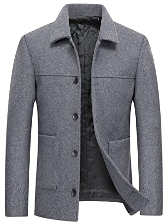 YOUTHUP Manteaux Homme Hiver Blouson Court en Laine Veste Chaude Slim Fit Couleur Unie Décontractée, Gris 3008, XL