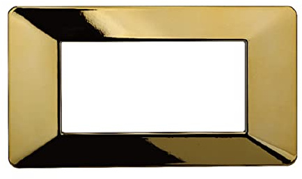 Placa compatible con Vimar Plana, placas de plástico, 1 unidad (4 plazas/módulos, oro brillante)
