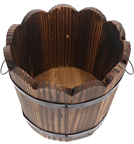 Angoily Handgefertigter Blumentopf Aus Massivholz Karbonisiertes Finish Kleiner Topf Für Das Home Office Für Freunde