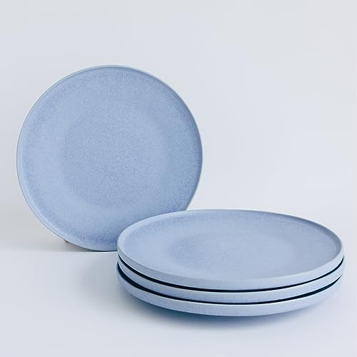 NAKOA Dessertteller Keramik 4er Set | Handgefertigtes Steingut Geschirrset | Langlebig & Spülmaschinenfest | Mikrowellengeeignet | Hochwertige kleine Teller | Modernes Design | 22,5x2,5cm | IntotheSea