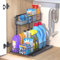 Organizador de almacenamiento para debajo del fregadero, cesta deslizante de cocina extraíble de 2 niveles, estante de cajón deslizante de metal, estantes organizadores multiusos para debajo del