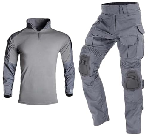 ZMIN G3 Gefaltete Taktische Hemden Paintball Arbeitskleidung Militäruniform Kampfhemden Fracht Knieschützer Hosen Armee Anzüge gray shirts S